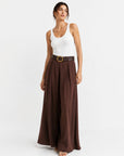 pantalon palazzo marron vue entière