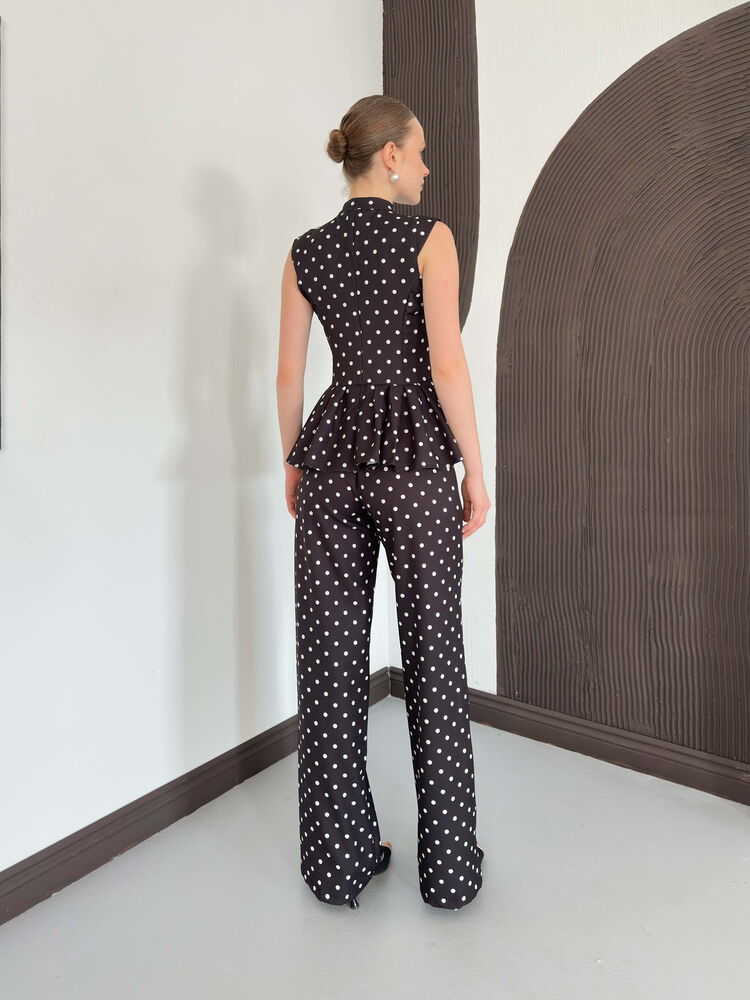 pantalon palazzo noir a pois image 5