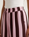 Pantalon palazzo détail taille froncée rose poudré