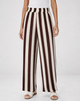 Pantalon palazzo taille élastiquée chocolat écru