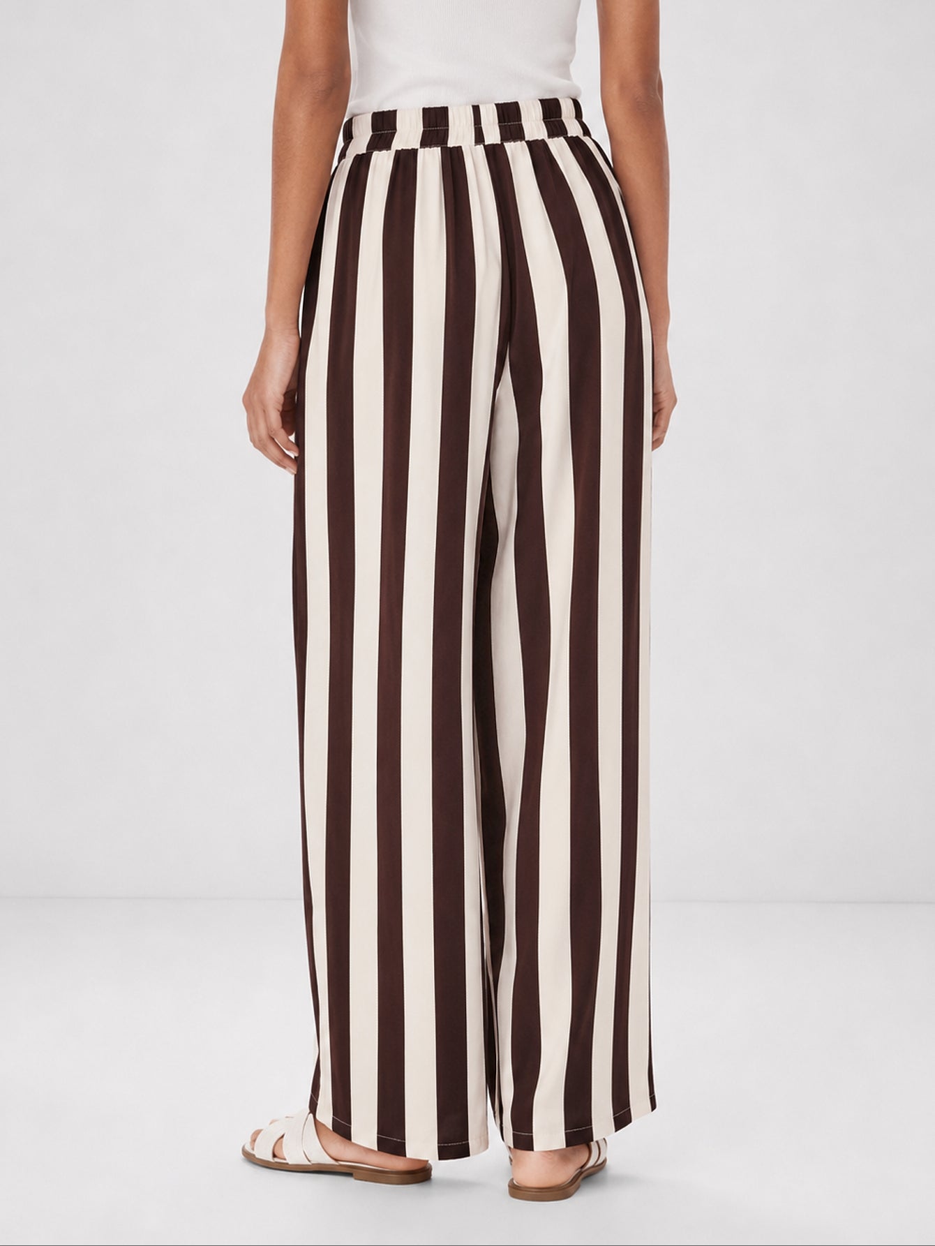 Pantalon palazzo rayé chocolat écru vue dos
