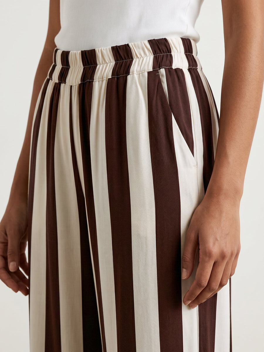 Pantalon palazzo détail poche chocolat écru