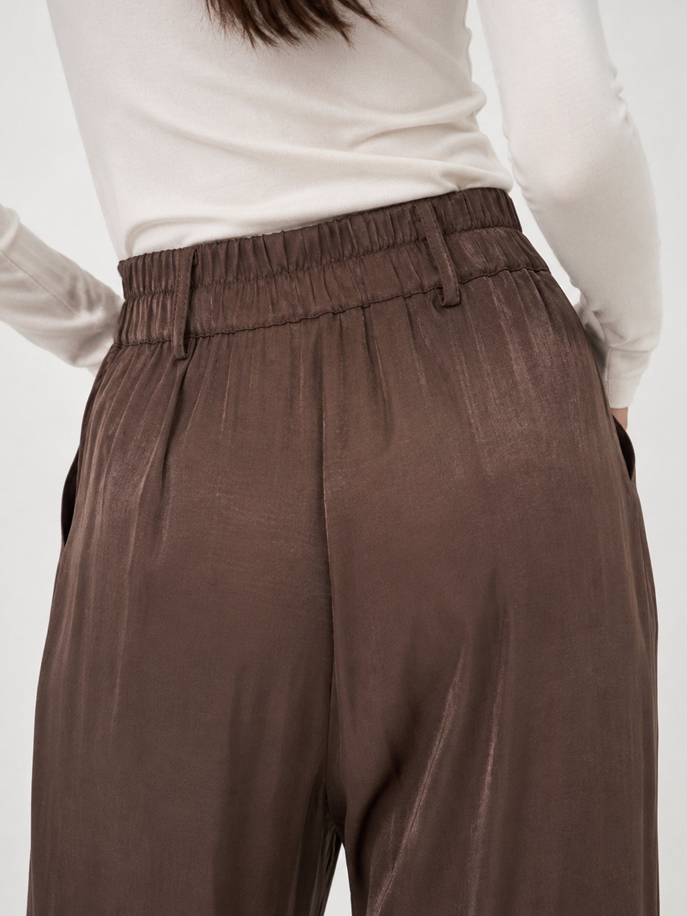 pantalon palazzo marron détail dos