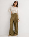 pantalon palazzo vert olive vue portée