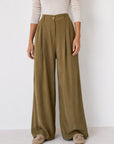 pantalon palazzo vert olive vue de face