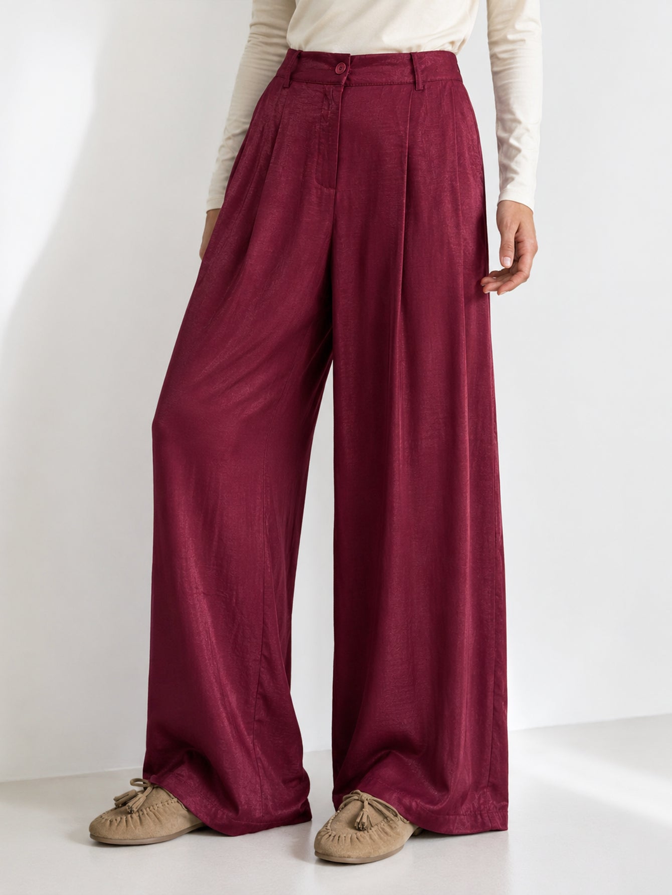 pantalon palazzo bordeaux jambe large