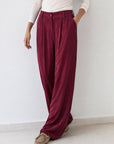 pantalon palazzo bordeaux poches latérales