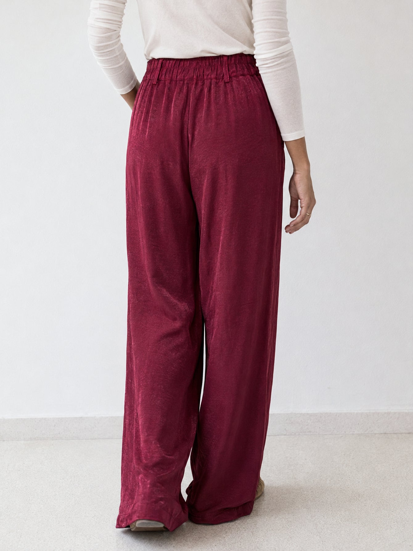 pantalon palazzo bordeaux dos élastiqué