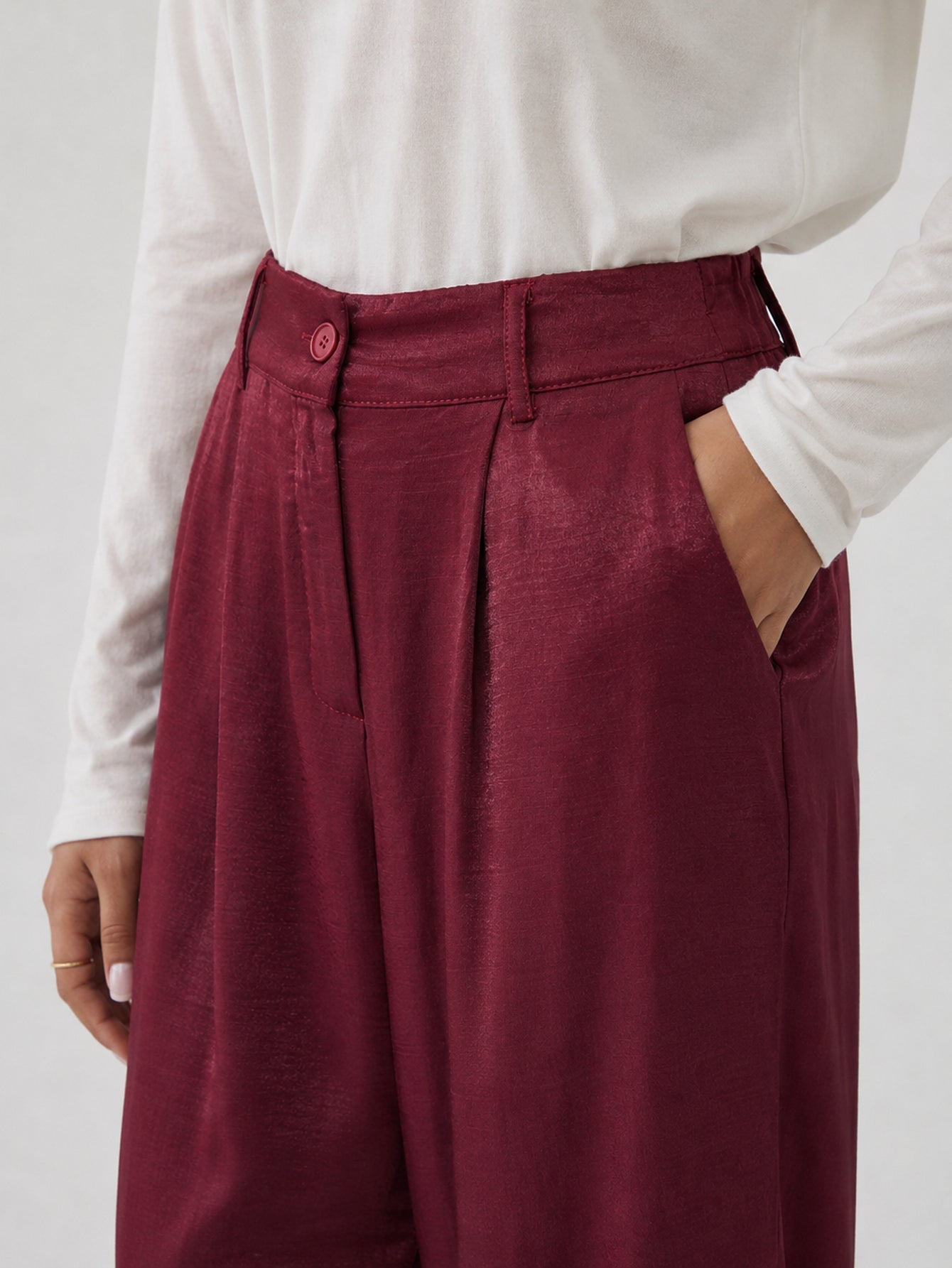 pantalon palazzo bordeaux braguette zippée