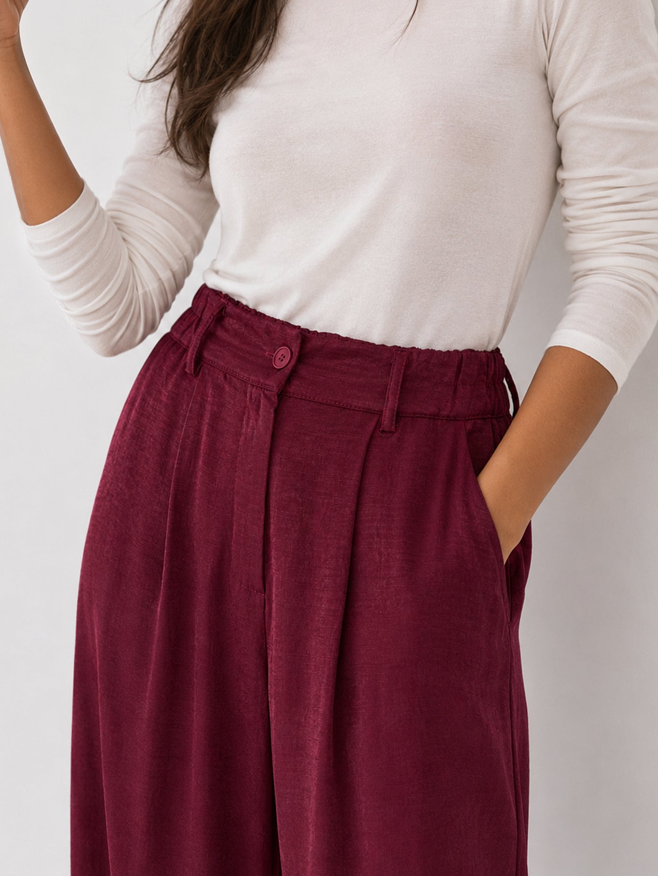 pantalon palazzo marron vue portée