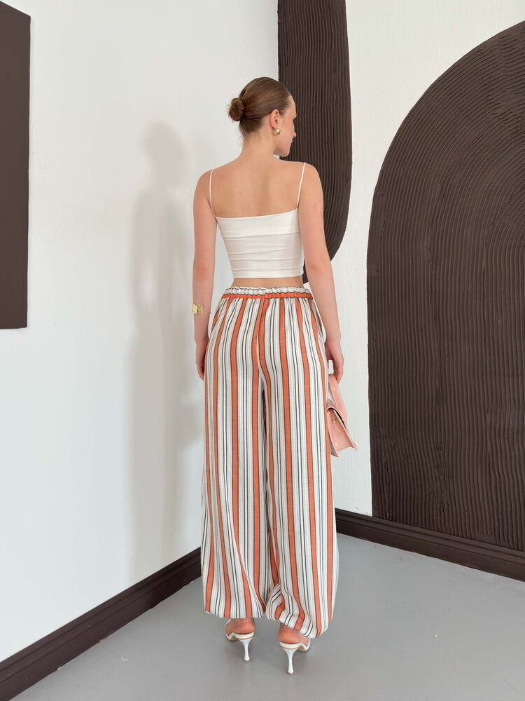 pantalon parachute a rayures orange image 5