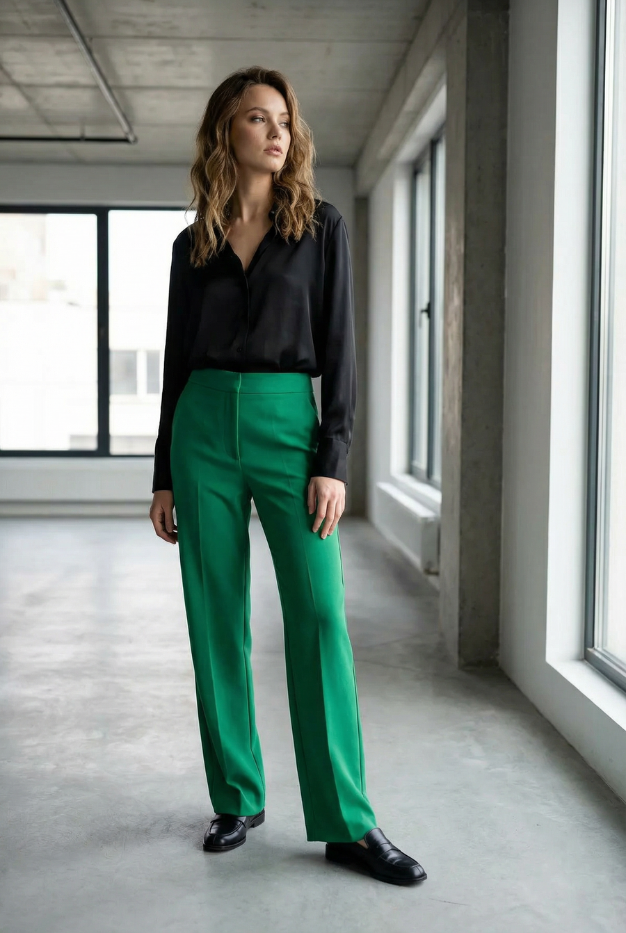 Pantalon Vert Droit casual détail du produit