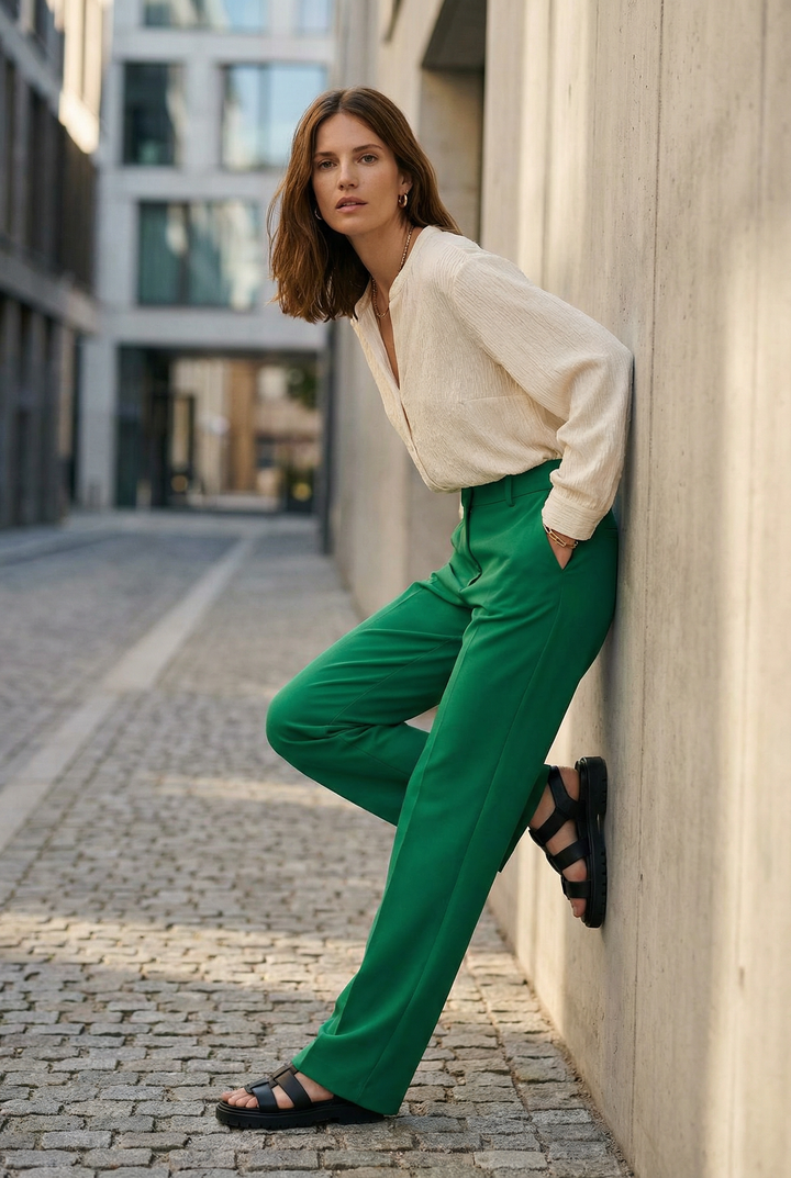 Pantalon Vert Droit casual vue principale