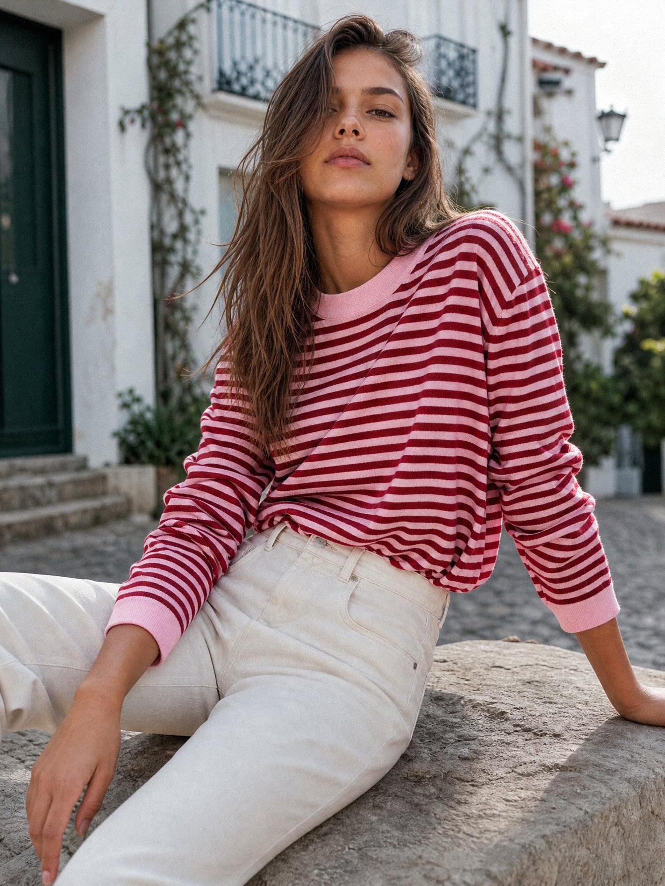 pull à rayures en maille vue 01