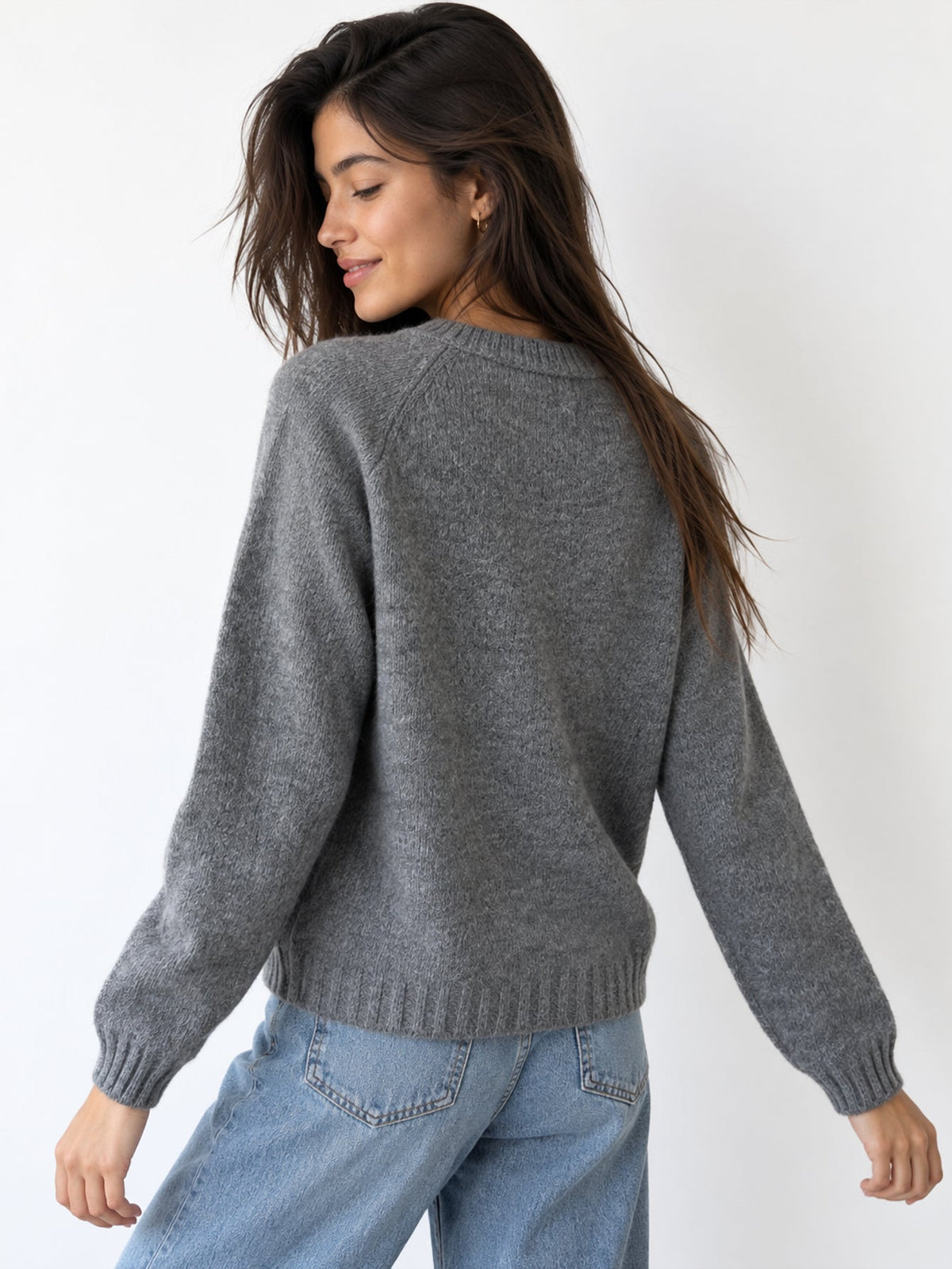 pull étoile col rond gris dos