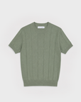 Pull vert sauge à plat devant