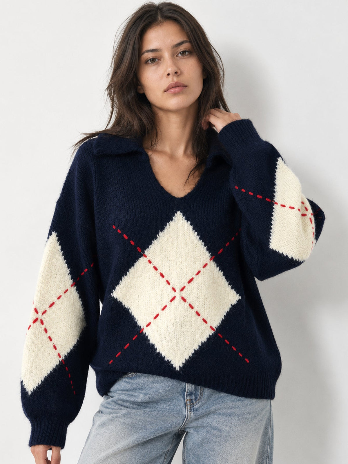 Détail col polo bleu marine