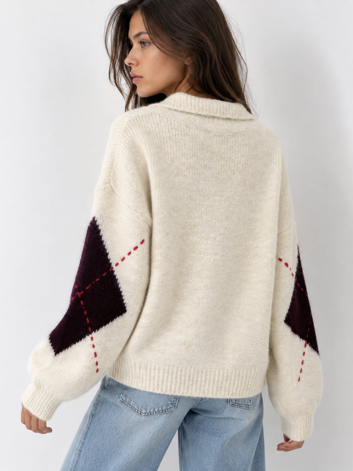 pull argyle beige dos