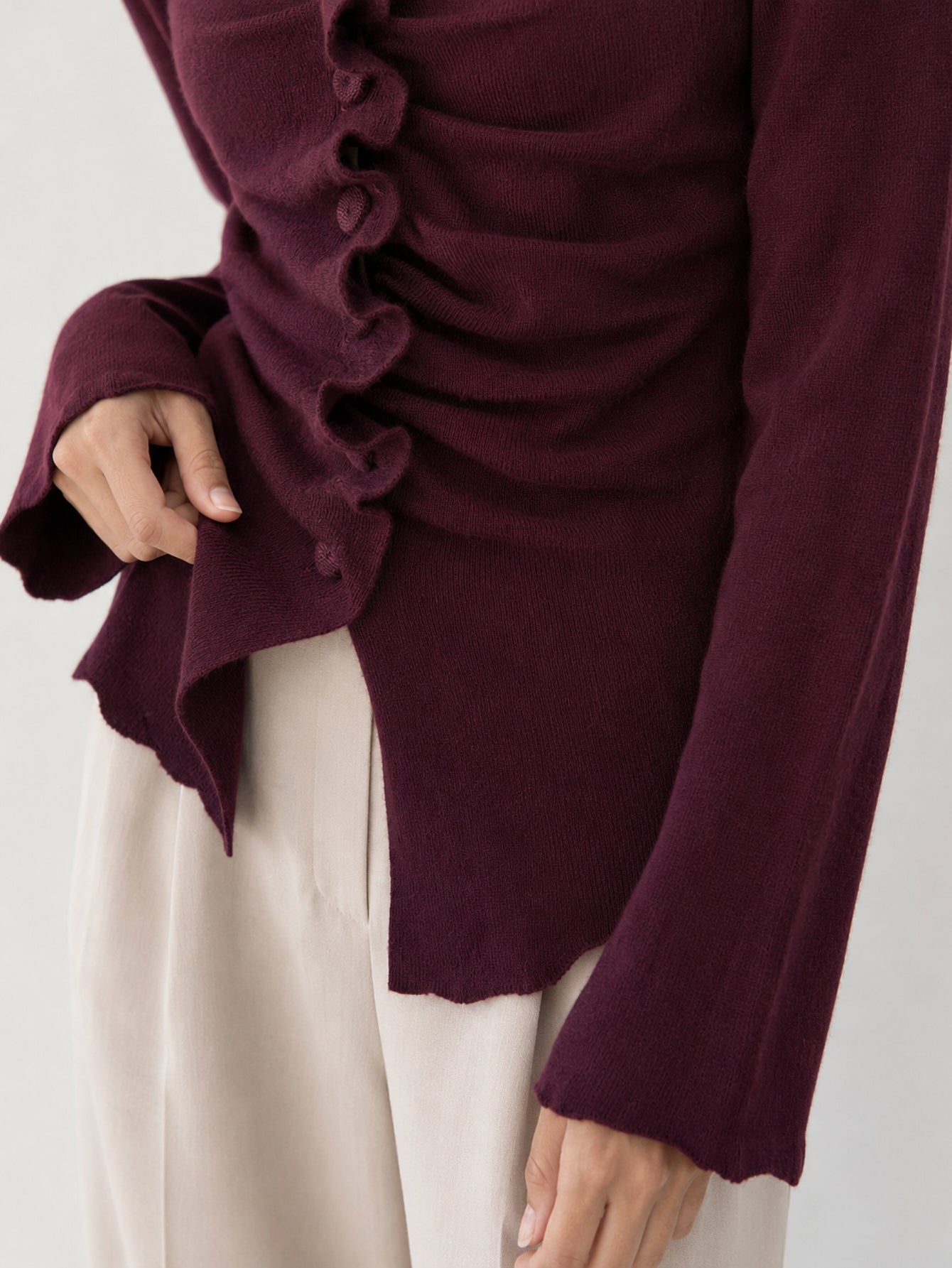Pull bordeaux col rond