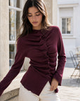 Pull bordeaux bas asymétrique