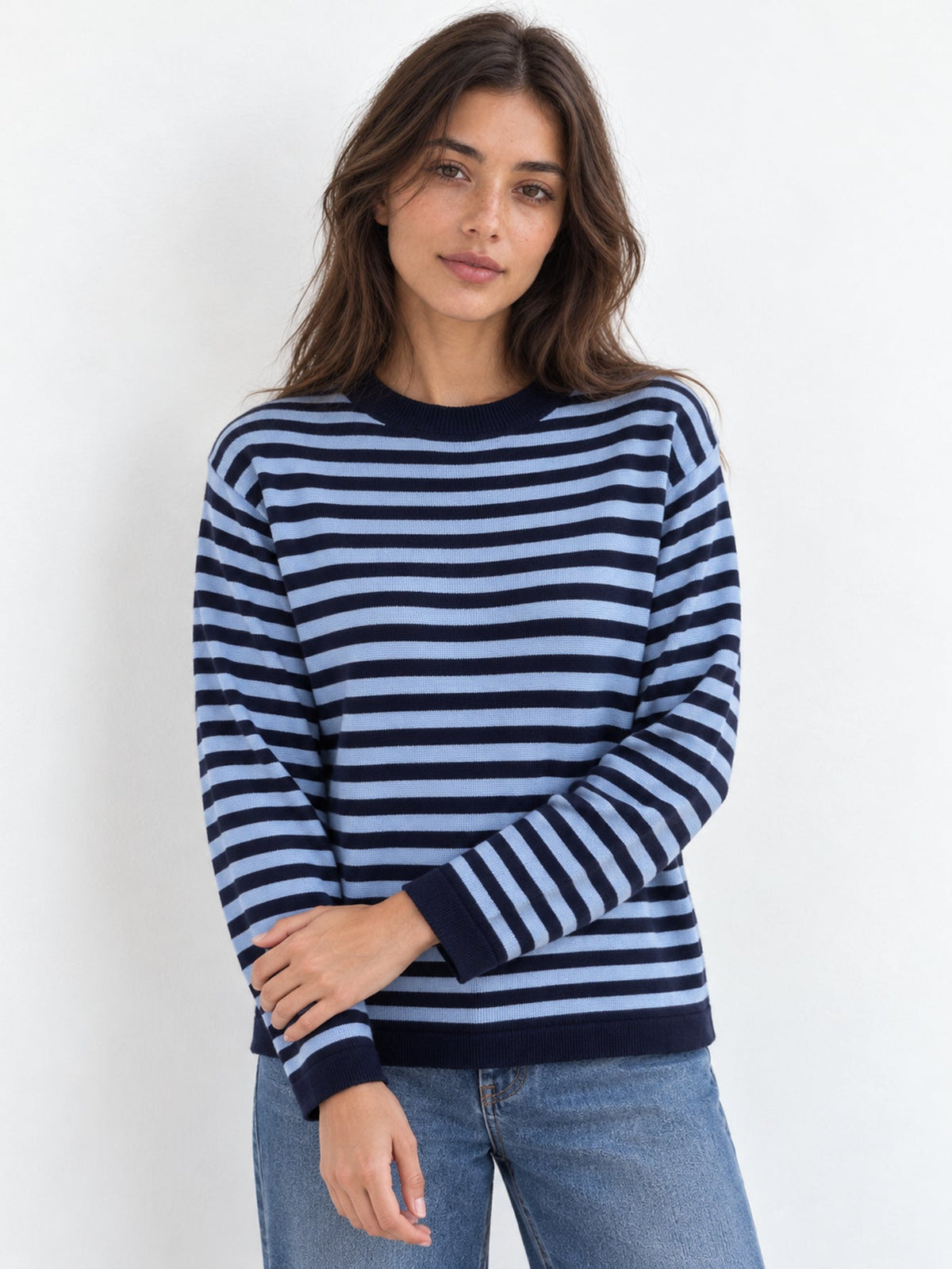 pull rayé bleu marine ciel