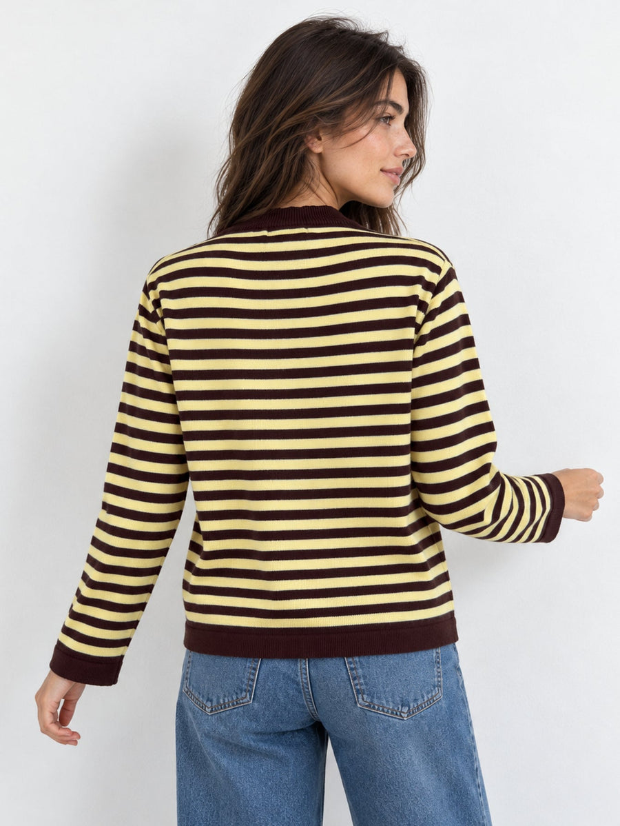 pull rayé dos bords côtes