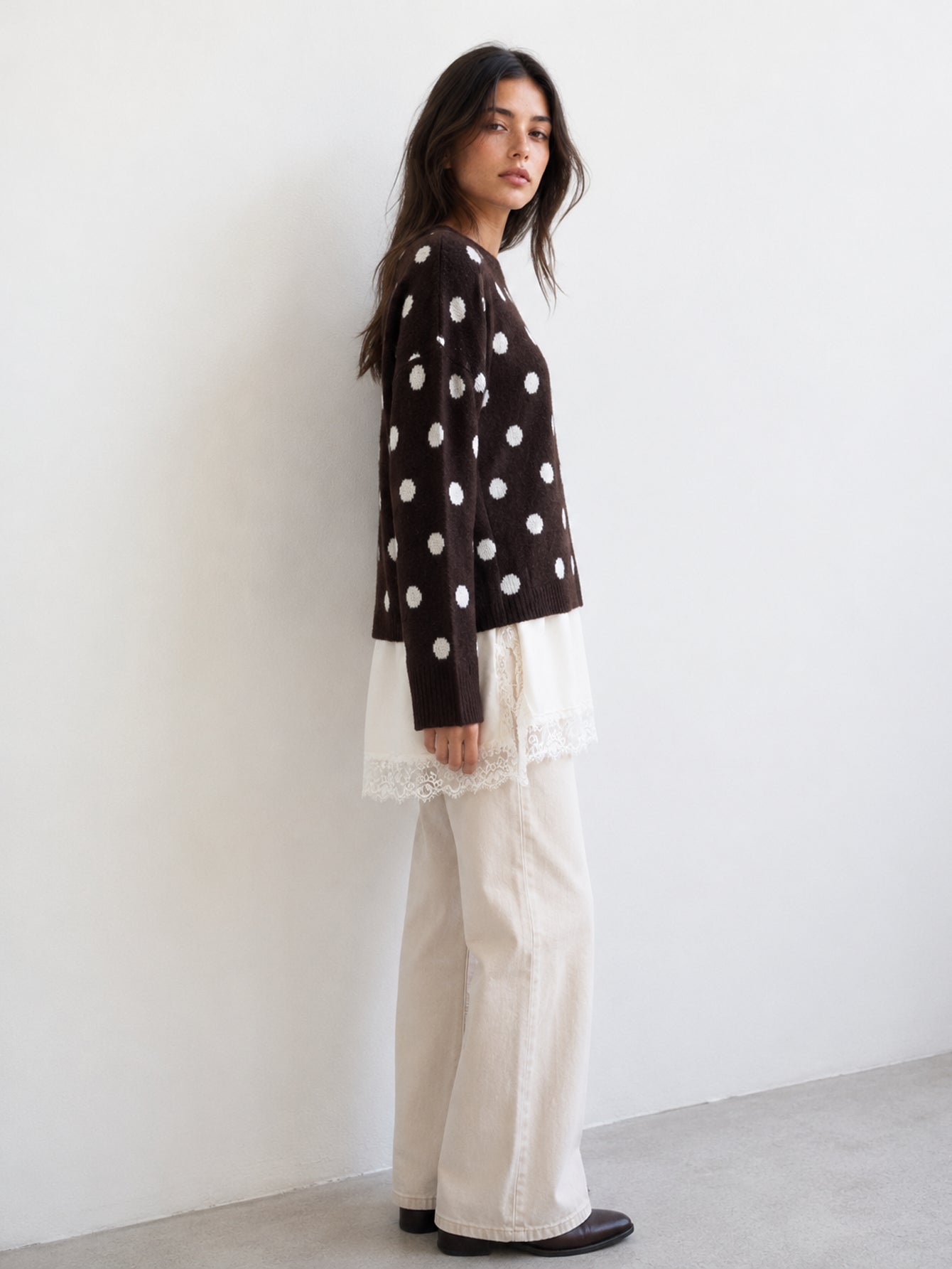 pull effet dentelle pour femme vue 02