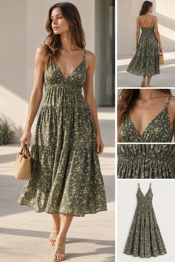 Robe fluide en viscose à bretelles fines