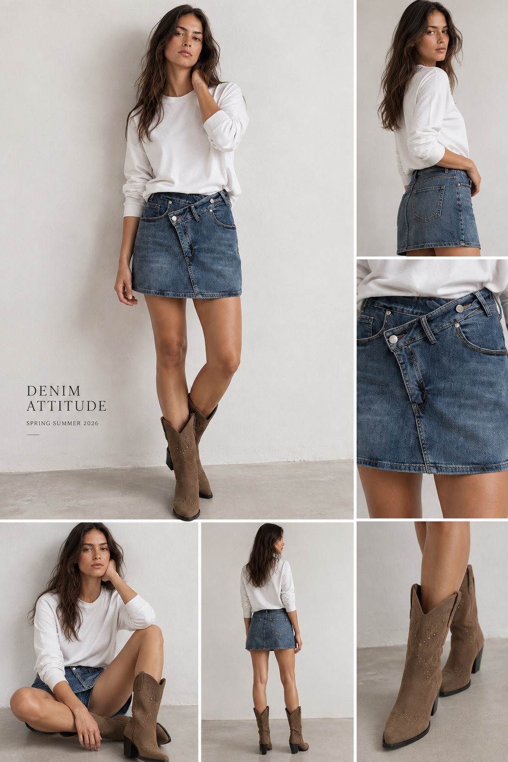 Mini jupe en denim à taille croisée