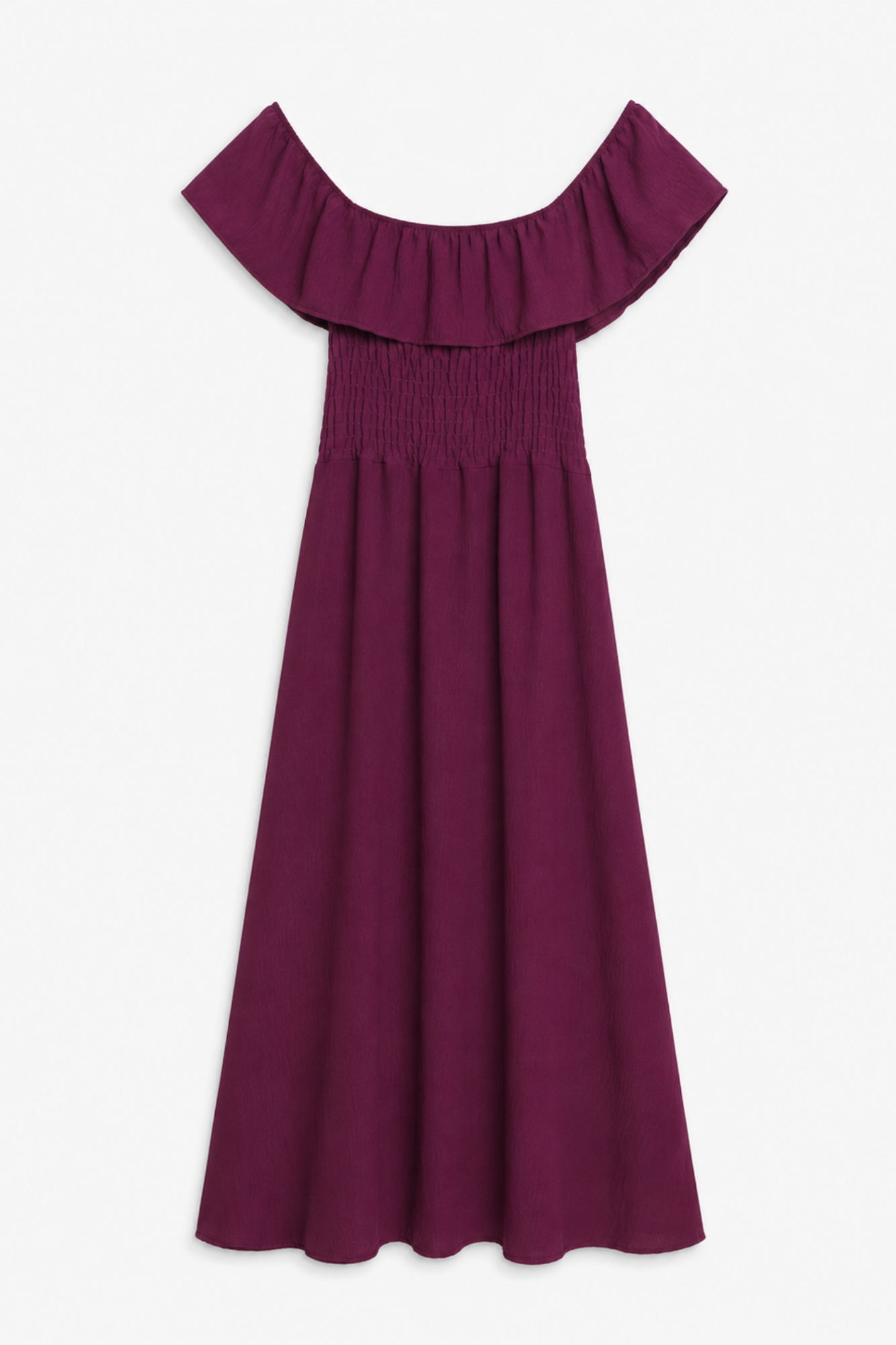 robe Bardot maxi violet à plat