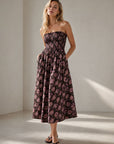 Robe bustier smockée au buste vue de face