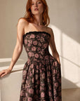 Robe bustier midi fleurie en studio