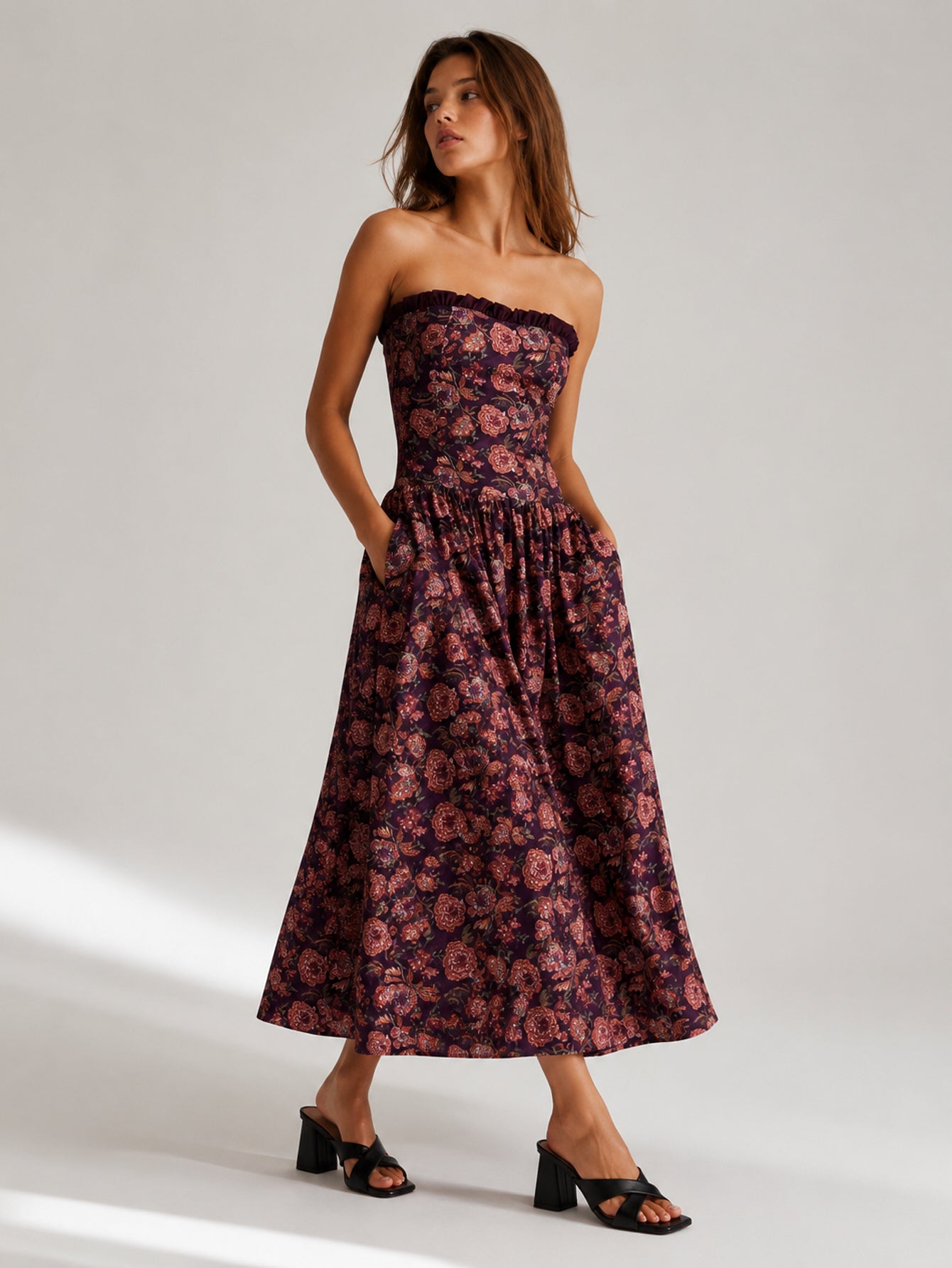 Robe midi évasée en mouvement coloris Violet