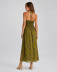 Robe midi à fentes latérales vert olive