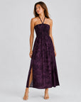 Robe midi bustier fleurie violet