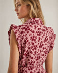 Robe courte fleurie ceinturée