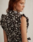 Robe courte fleurie ceinturée