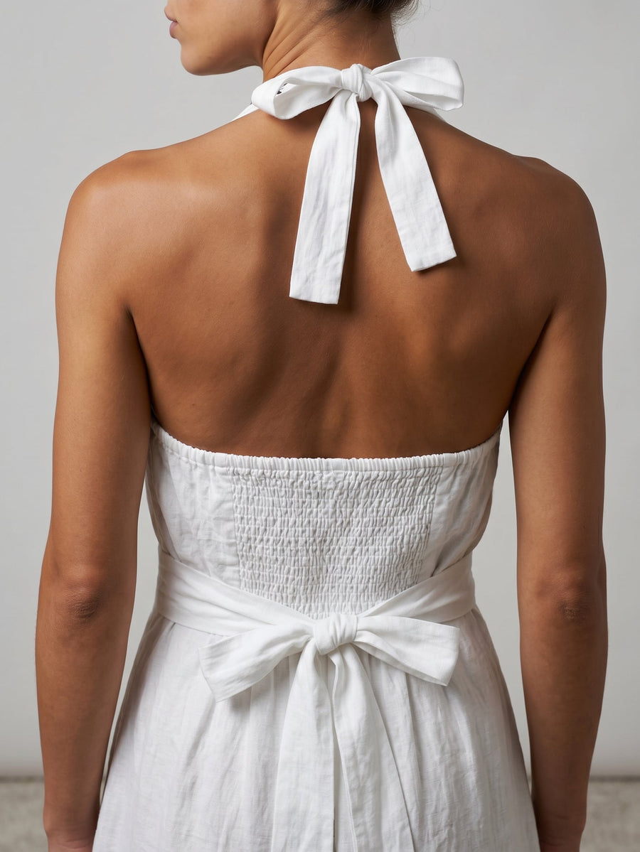 Dos smocké et ceinture robe blanche