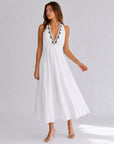 Robe midi en lin halter blanche
