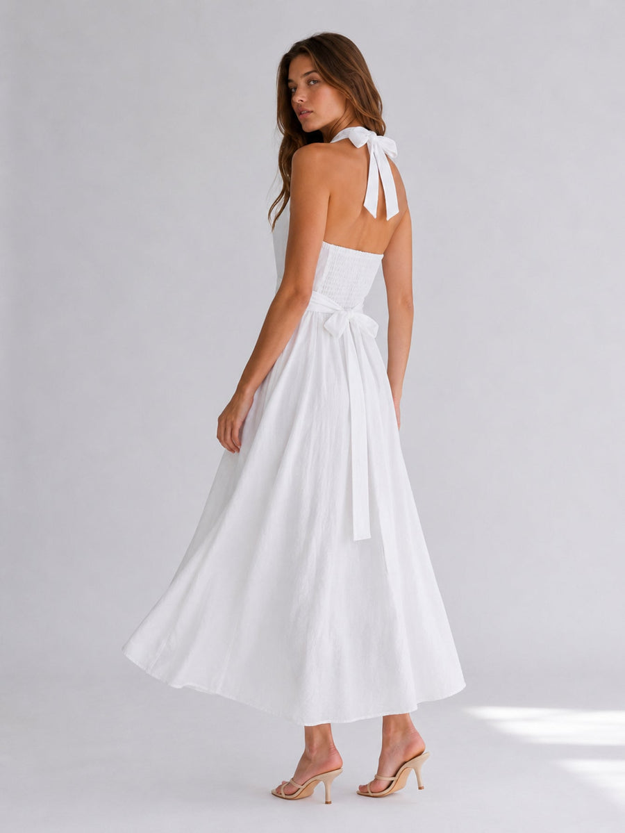 Robe dos nu blanche dos smocké