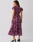 robe midi dos smocké violette