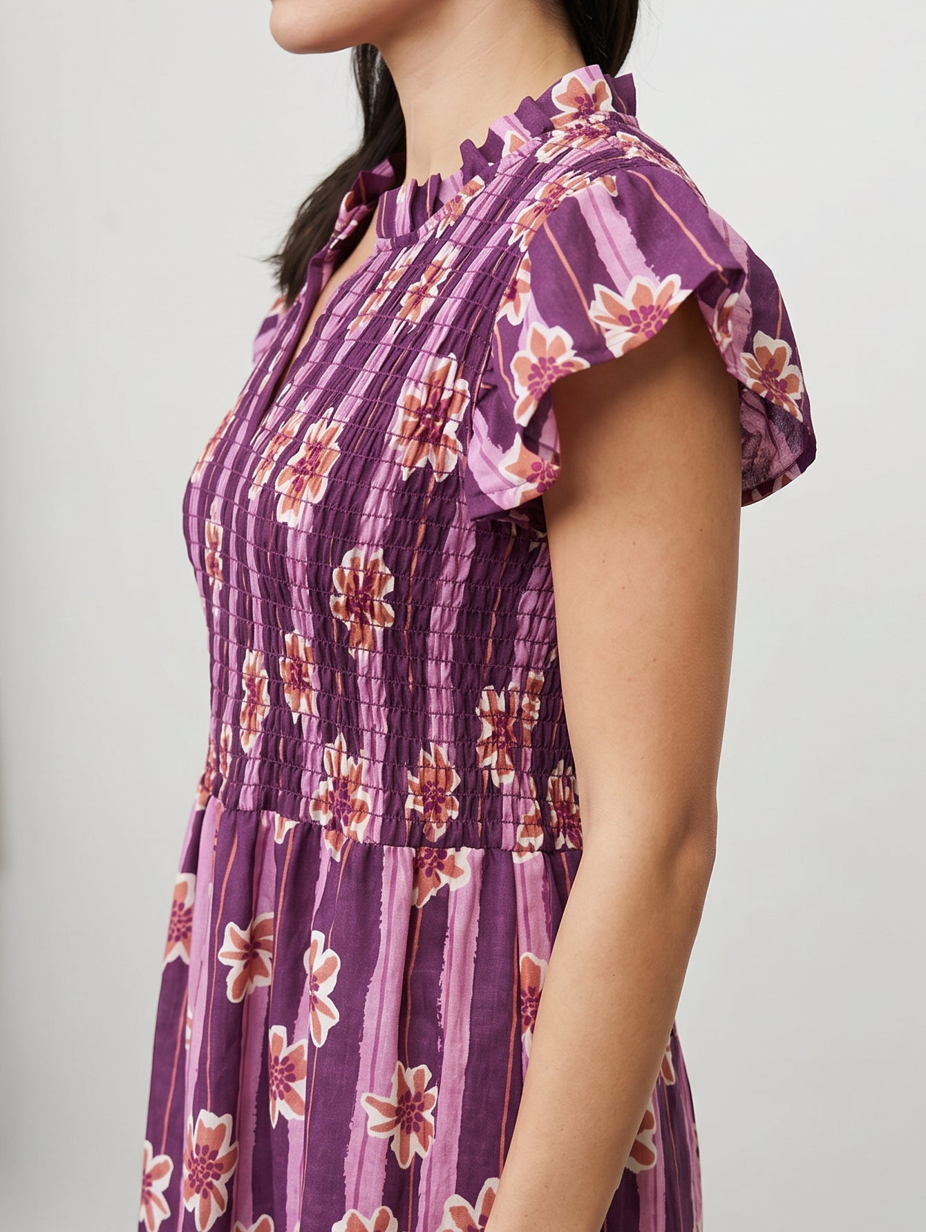 robe manches papillon violette