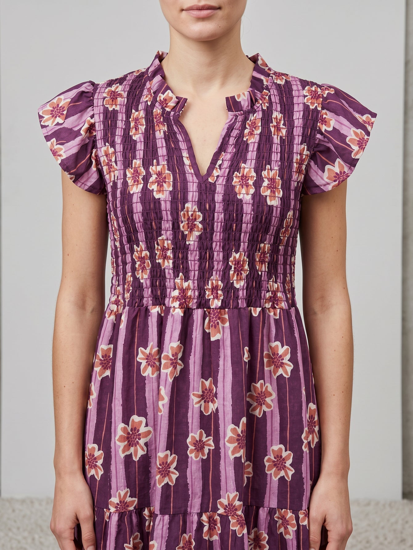 robe imprimé fleuri violette
