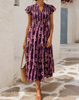 robe midi fleurie violette