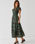 robe midi fleurie à volants profil