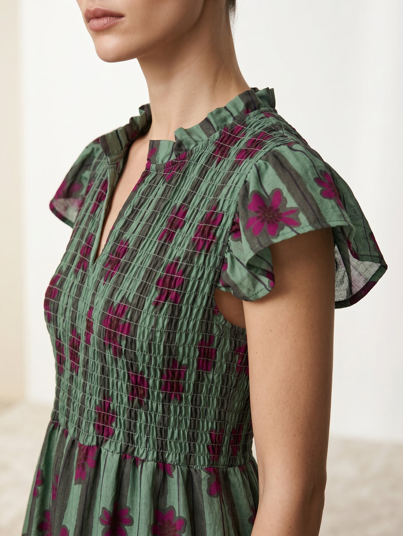 robe manches papillon verte