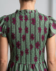 robe buste smocké verte