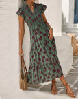 robe midi fleurie verte