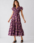 robe midi fleurie violette