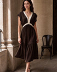 robe midi fluide col v dentelle image 4